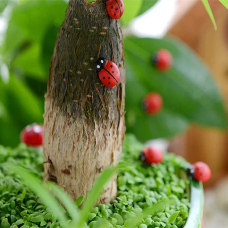 100 шт. статуэтка божьей коровки для украшения искусственных животных|figurine