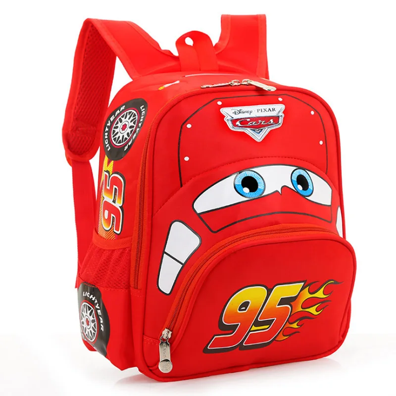 Red Disney Car Animation Lightning McQueen 3D рюкзак в Детский сад Школьный автомобиль сумка для игрушек Детский дорожный плюшевый рюкзак - Цвет: Red