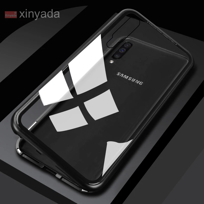 black clear Металлический магнитный чехол для samsung Galaxy M10 M20 M30 A10 A30 A50 A40 A70 A20 чехол Магнит бампер - Цвет: black clear
