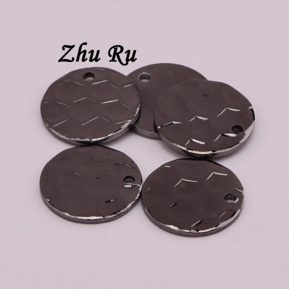 ZHU RU 10 шт./лот 12 мм золотой цвет круглый Сферический узор поверхность диск для