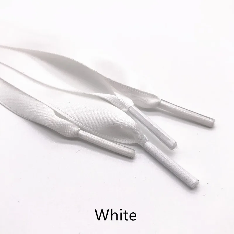 White 1 пара, 2 см, ширина, шелковые плоские шнурки, атласные шелковые ленты, кроссовки со шнурками, Спортивная белая женская обувь, кружева, длина 110 см, шнурки - Цвет: White