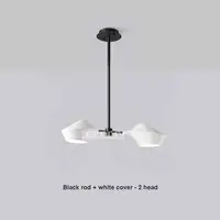 SG-D432 Creative Nordic Style Living Room Iron Chandelier Simple Modern Black Rod White Cover 2-head LED Bedroom Lamps 110V/220V