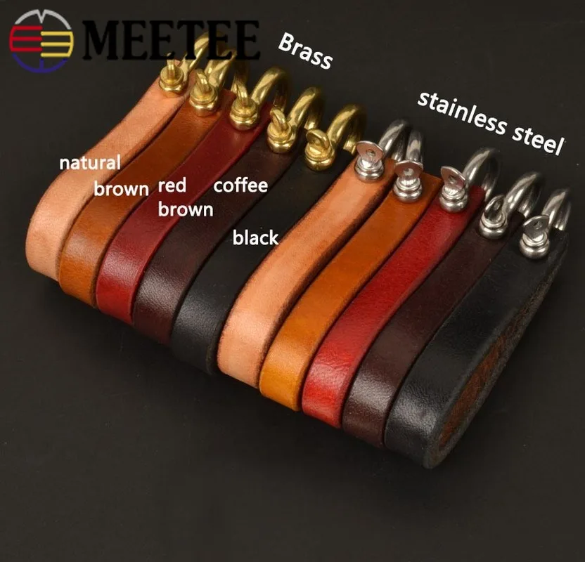 Meetee 8*1 см Чистый брелок из коровьей кожи пряжки металл латунь нержавеющая сталь D Скоба кольцо Пряжка DIY сумки Кожа ремесло аксессуары