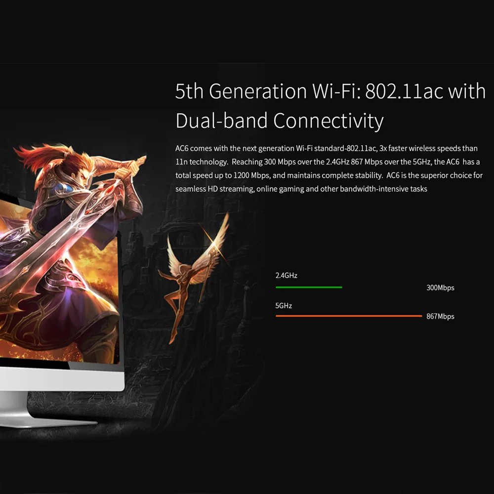 Tenda ac6 Беспроводной Wi-Fi роутера 1200 Мбит/с 11ac Dual Band ретранслятор 802.11ac WPS WDS