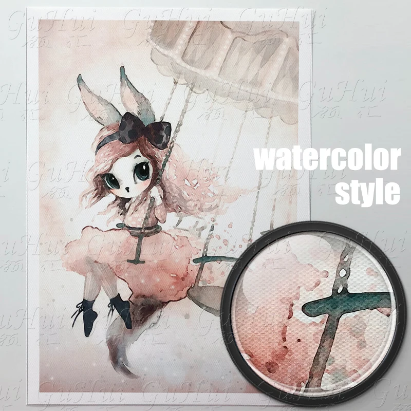 Современные качели кролик Девочки Ангел мультфильм лев рисунок на холсте