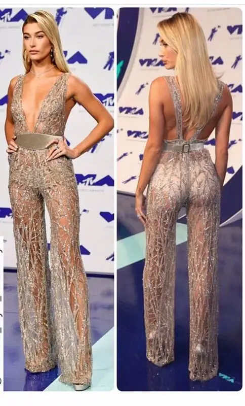 Женский комбинезон с глубоким V образным вырезом красный ковер|sexy jumpsuit|jumpsuit redfashion