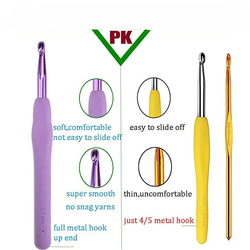 New Crochet Hooks Set Colorful Soft Handle 2.0-8.0mm Needles Yarn Weave For Knitting DIY Sewing Mom Gift | Дом и сад