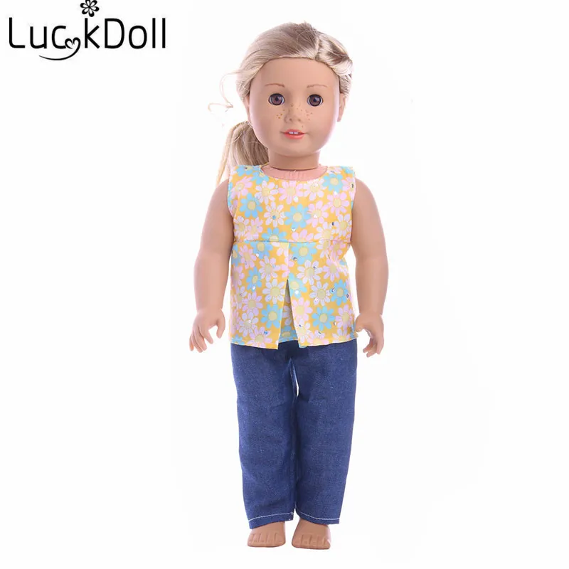 Костюм ручной работы LUCKDOLL с юбкой леггинсами и топом 18 дюймов американский 43 см