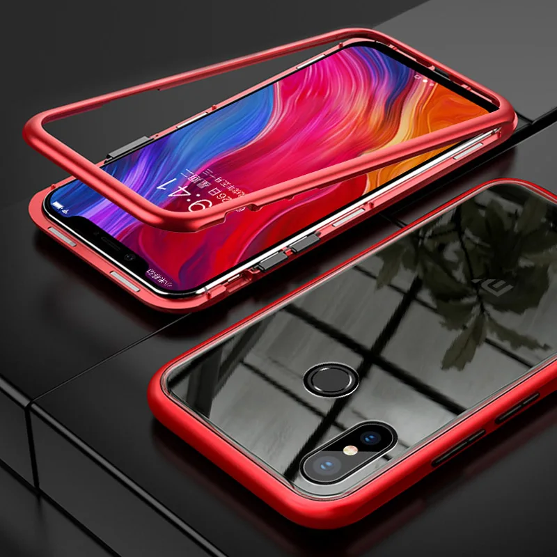 Red Red mi Note 8 iPhone 7 6 Plus 5 iPad Pro 8A 360 Магнитный флип-чехол для Xiaomi mi Note 10 8 9 Lite Pocophone F1 mi A3 чехол Крышка Стекло задний бампер - Цвет: Red