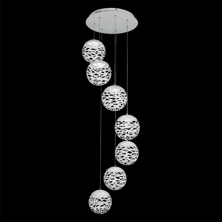 Free Shipping Modern Led Pendant Lamp White Black Painting Metal Pendant Light for Stair Dinning Living Room Hanging Lighting
