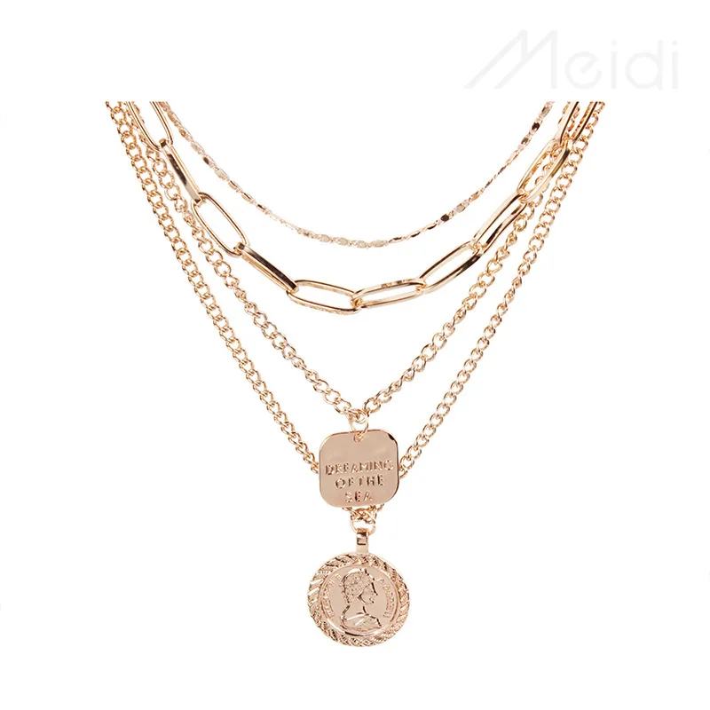 2019 королева головы геометрические формы кулон ожерелье богемные женские 4 слоя