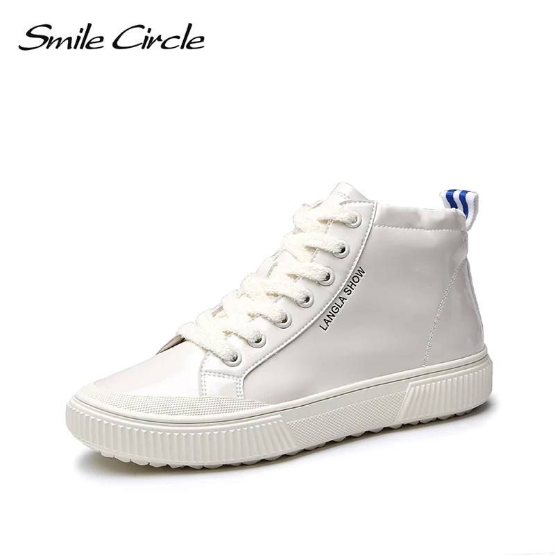 Женские лакированные кроссовки Smile Circle модная повседневная обувь на плоской