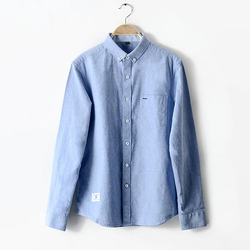 Рубашка мужская с длинным рукавом модная брендовая сорочка из ткани Оксфорд