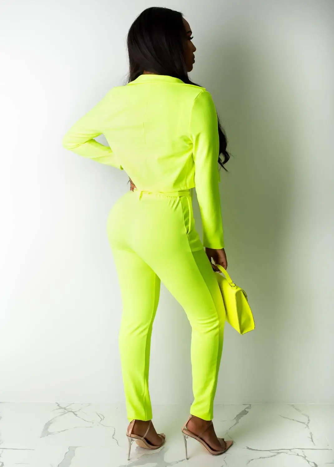 

New Solid Sexy Pants Two Piece Outfits Full Sleeve Casual Jacket Coat Pants Women Matching Sets Business Rompers Club Suits