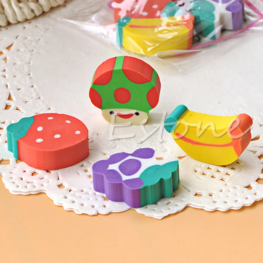 

50Pcs Mini Cute Fruit Rubber Pencil Eraser Children Children Stationery Gift Toy