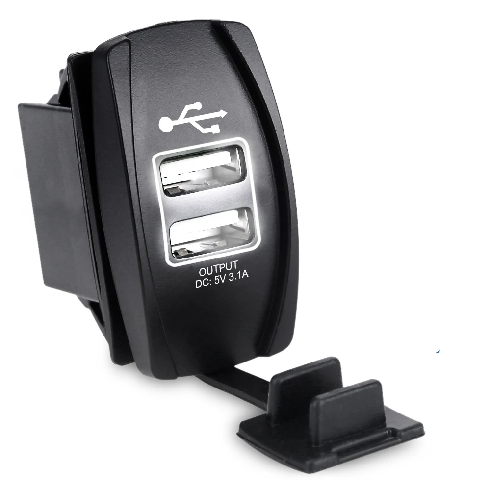 Urbanroad 12-24 В Водонепроницаемый лодка мотоцикл автомобиль двойной USB порт зарядное устройство разъем usb автомобильный сигаретный светильник 2 порта адаптер 3.1A - Название цвета: White