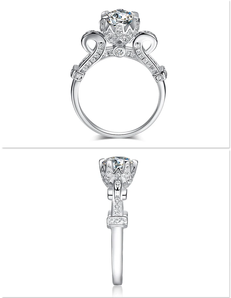 Ювелирные изделия Moissanite Шляпа Волшебника дизайн роскошный Алмазный боковой камень 1.0ct сертифицированные vvs1 навсегда обручальные кольца 18 к белое золото