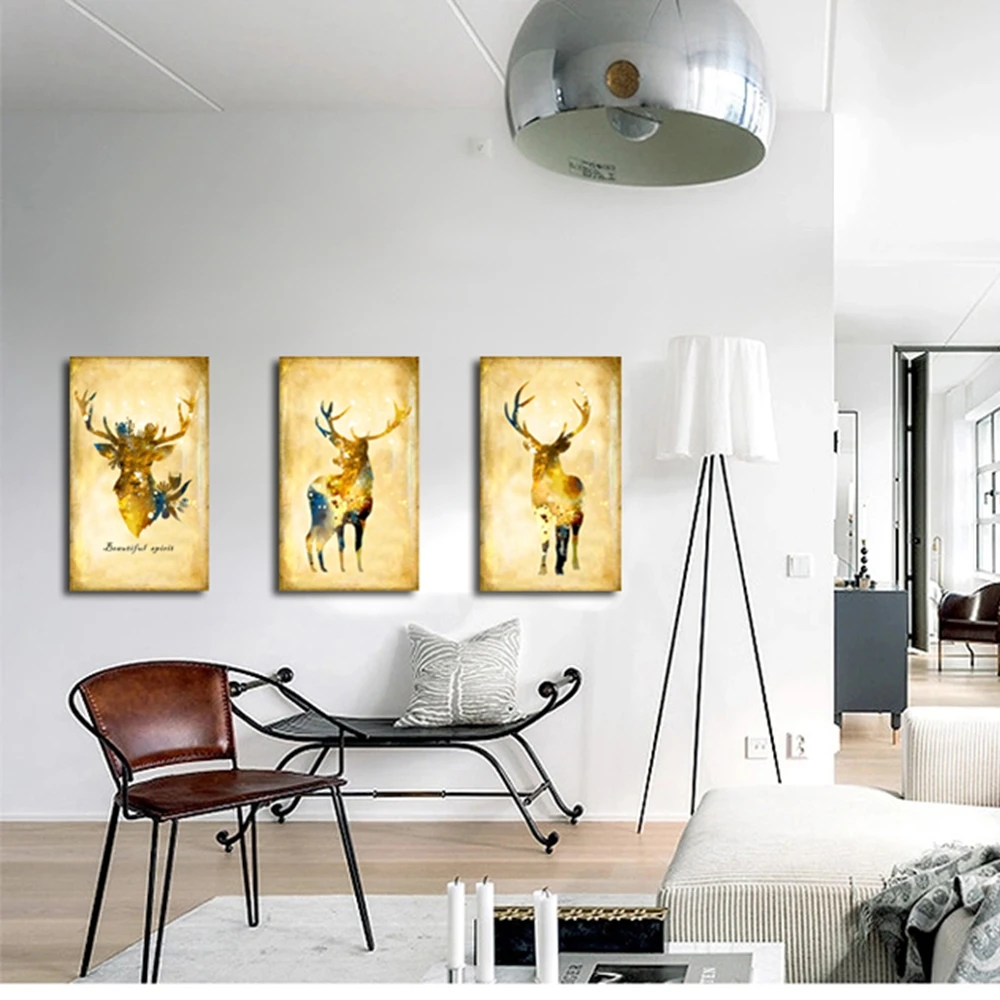 Домашние украшения в стиле ретро олень холст картина для детской комнаты