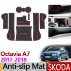Противоскользящий резиновый коврик для Skoda Octavia A7 Facelift 2017 2018, подушка для чашки, дверной паз, аксессуары, стикеры для автомобильного стайлинга MK3 5E