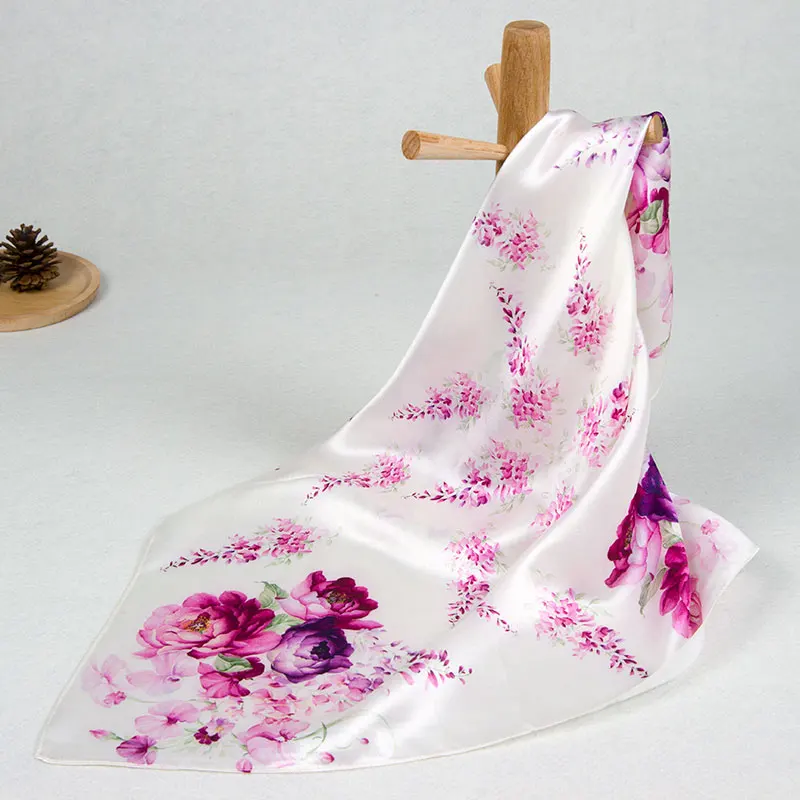 No 12 Flower Чистый Шелковый шарф, женский шарф, цветочный шарф для волос, бандана для шеи, модный платок, небольшой квадратный шелковый платок - Цвет: No 12 Flower