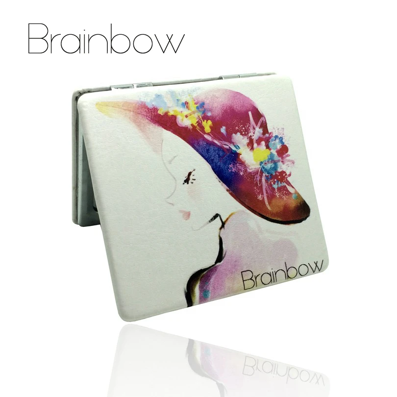 Brainbow 1 шт., небьющееся зеркало для макияжа из нержавеющей стали, противоударные карманные зеркальца, компактное карманное зеркало с полиуретановым чехлом