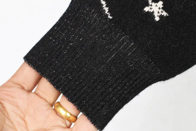 Flectit Black Galaxy Star Sweater Women Long Sleeve Mock Neck Oversized Knitted Top Pullovers Constellation Jacquard * | Женская одежда