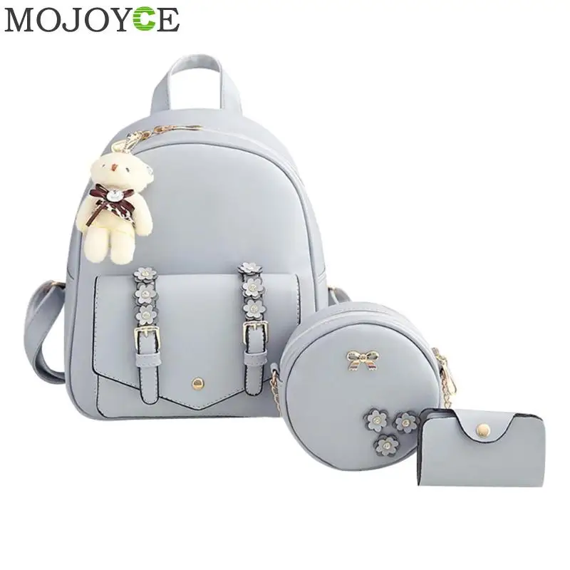 3 шт./компл. осенний женский цветочный рюкзак из искусственной кожи дорожный мини