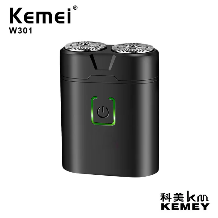 Black Kemei домашний путешествия электробритвы для мужчин водонепроницаемый влажный сухой бритья с двойным кольцом лезвия USB перезаряжаемая бритва - Цвет: Black