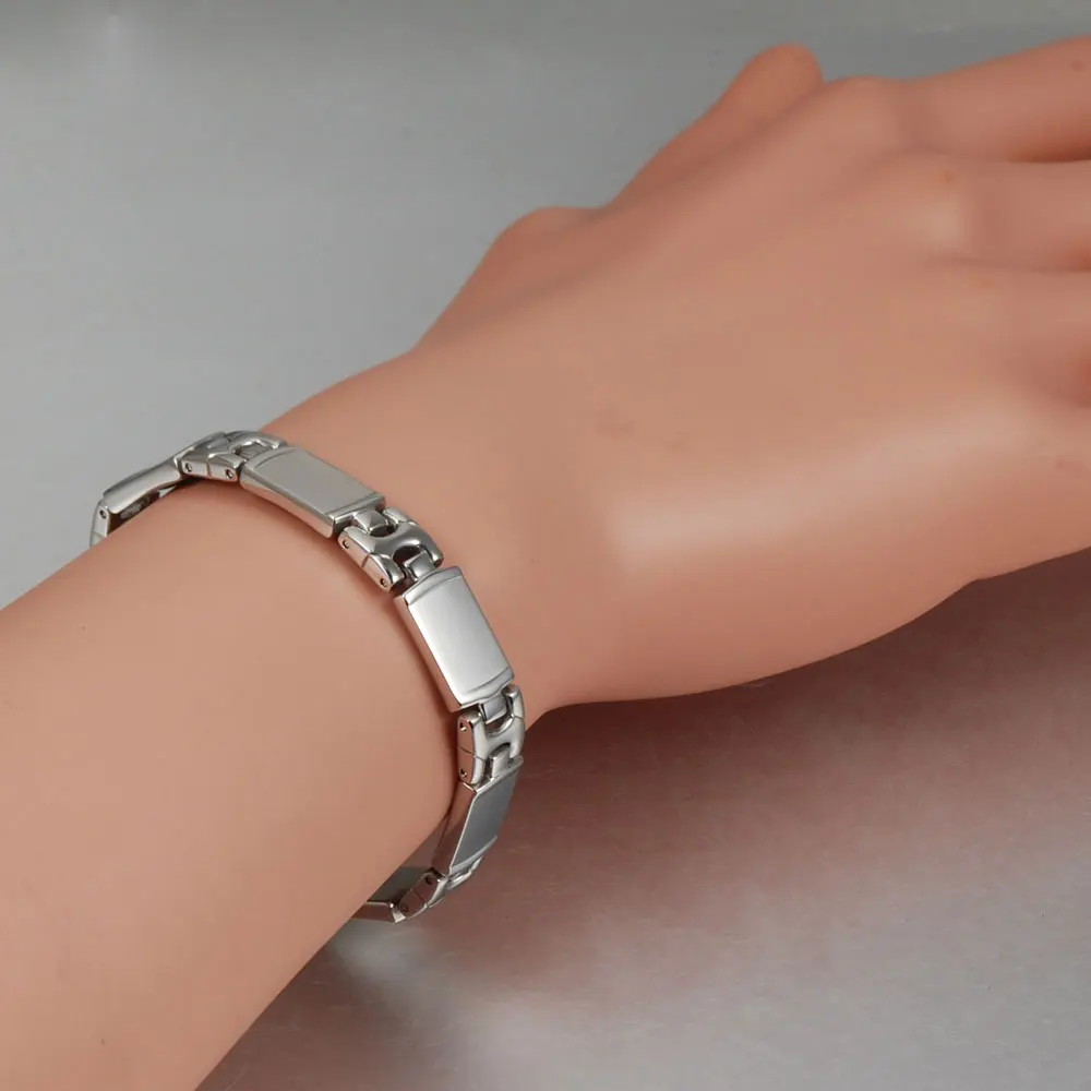 Wollet Jewelry Men's 20.5 cm Healing Energy Tourmaline Germanium Bracelet Magnetic Stainless Steel Bangle for Men | Украшения и