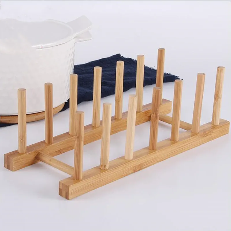 Kitchen Storage Dish Drainer Bamboo Rack Drying Holder Wooden Drainboard Cabinet Shelf Organizer Utensil | Дом и сад
