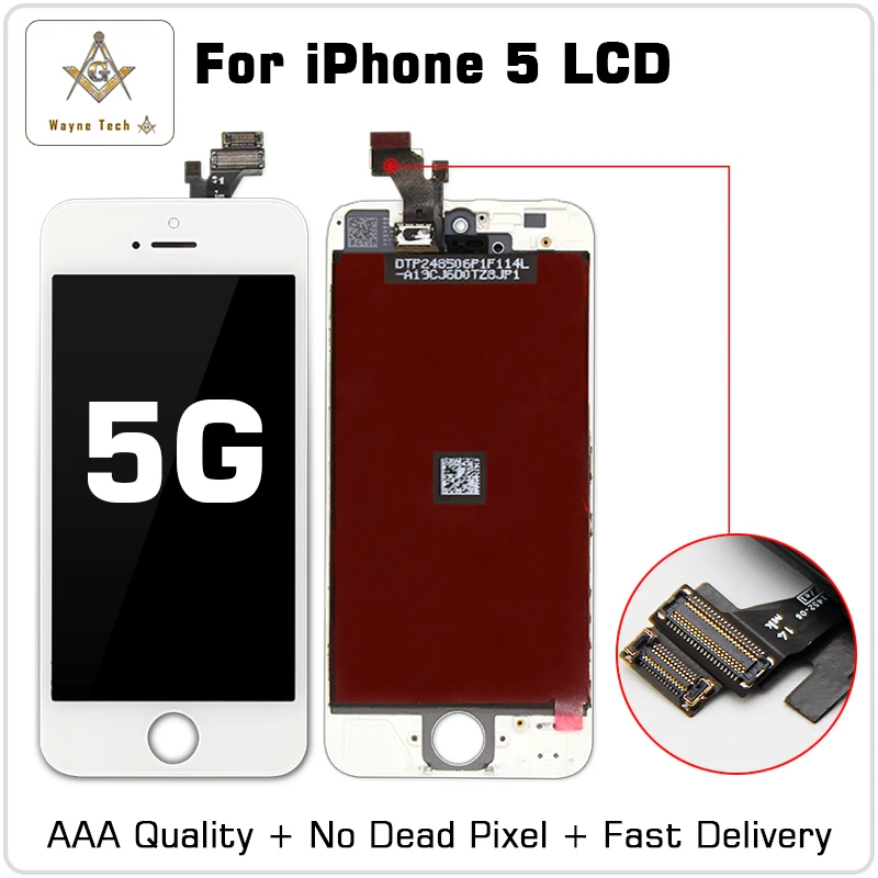 50 шт./лот отличный рабочий ЖК-экран в сборе для iPhone 5 AAA Качество без битых пикселей