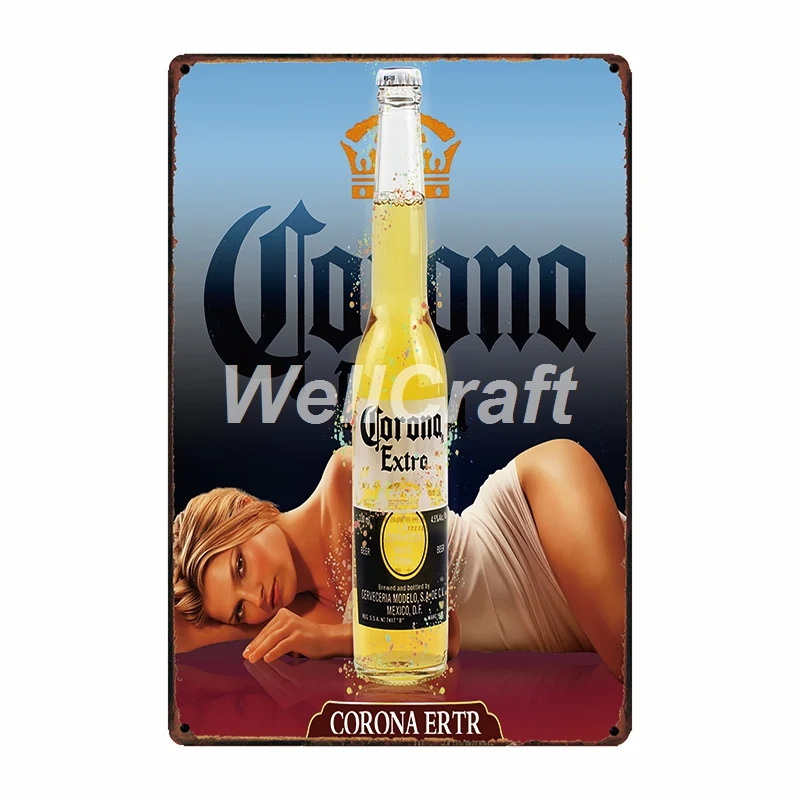 [WellCraft] &quotCorona&quot пива металлические знаки найти пляж постер на стену декор для