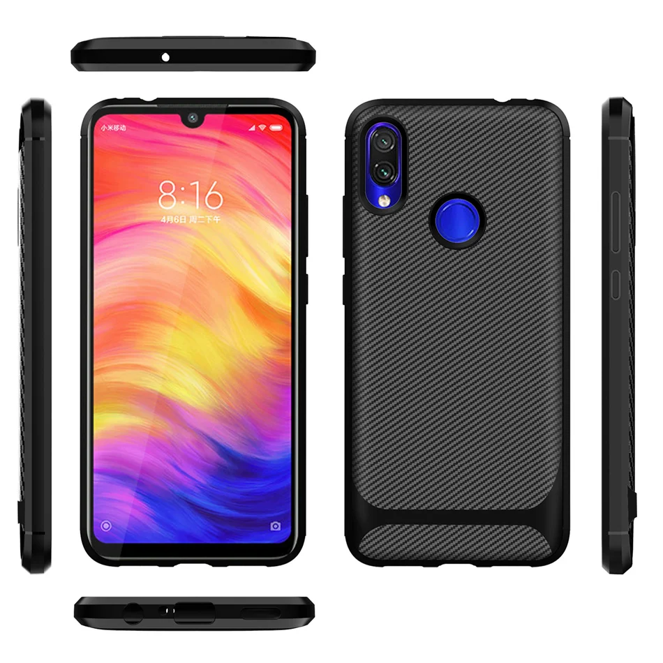 Чехол для Xiaomi Redmi Note 7 Тонкий силиконовый чехол из углеродного волокна Pro 7S Note7