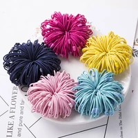100pcs 2mm thickness 9 0cm length colorful kids elastic ponytail holders hair ties hair bands with rectangle beads connection