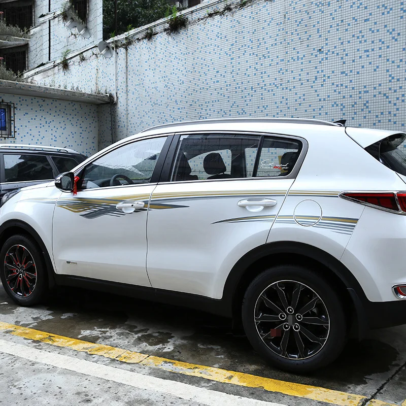 Для Kia Sportage 2016 2017 Автомобильная дверь поясной ремень линии наклейки и