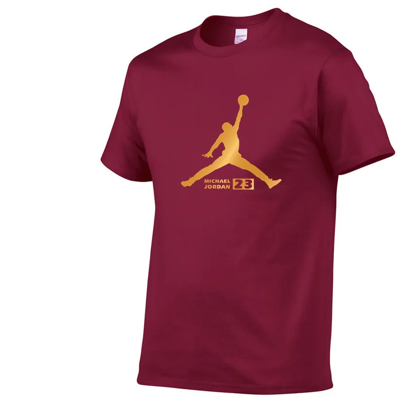 Burgundy 82 Newest Summer Men T-Shirt Fashion Jordan 23 Brand Logo Print Cotton T Shirt Men Trend Casual Short Sleeve Tshirt Tops Tee - Цвет: Burgundy 82