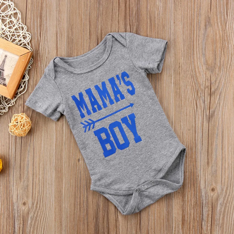 

Newborn Baby Mama's Boy Cotton Clothes Jumpsuit Bodysuit Sunsuit Outfit One Piece Set Fashion Short Sleeve Print O-neck Clothing