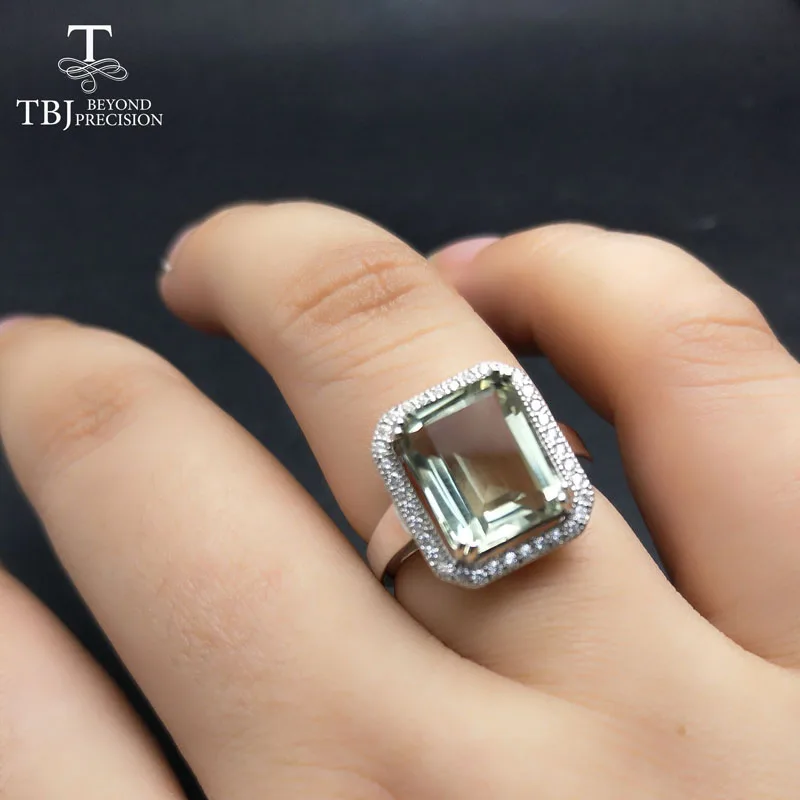 TBJ, классическое кольцо с наутральным зеленым аметистом, 9*11 мм октября, кольца с драгоценными камнями из стерлингового серебра 925 пробы, хорошее ювелирное изделие для женщин с коробкой