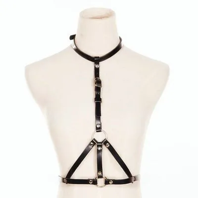 

Men and Women basic adjustable high street chic stylish leather body harness with delicate bondage straps fastens at waist
