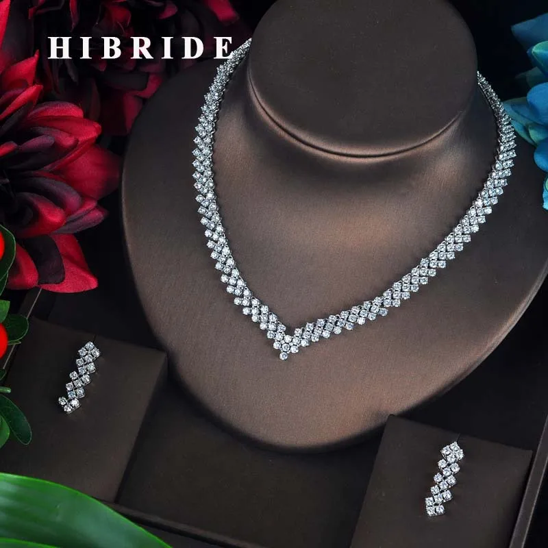 Очаровательные роскошные круглые ювелирные наборы HIBRIDE с фианитами для женщин