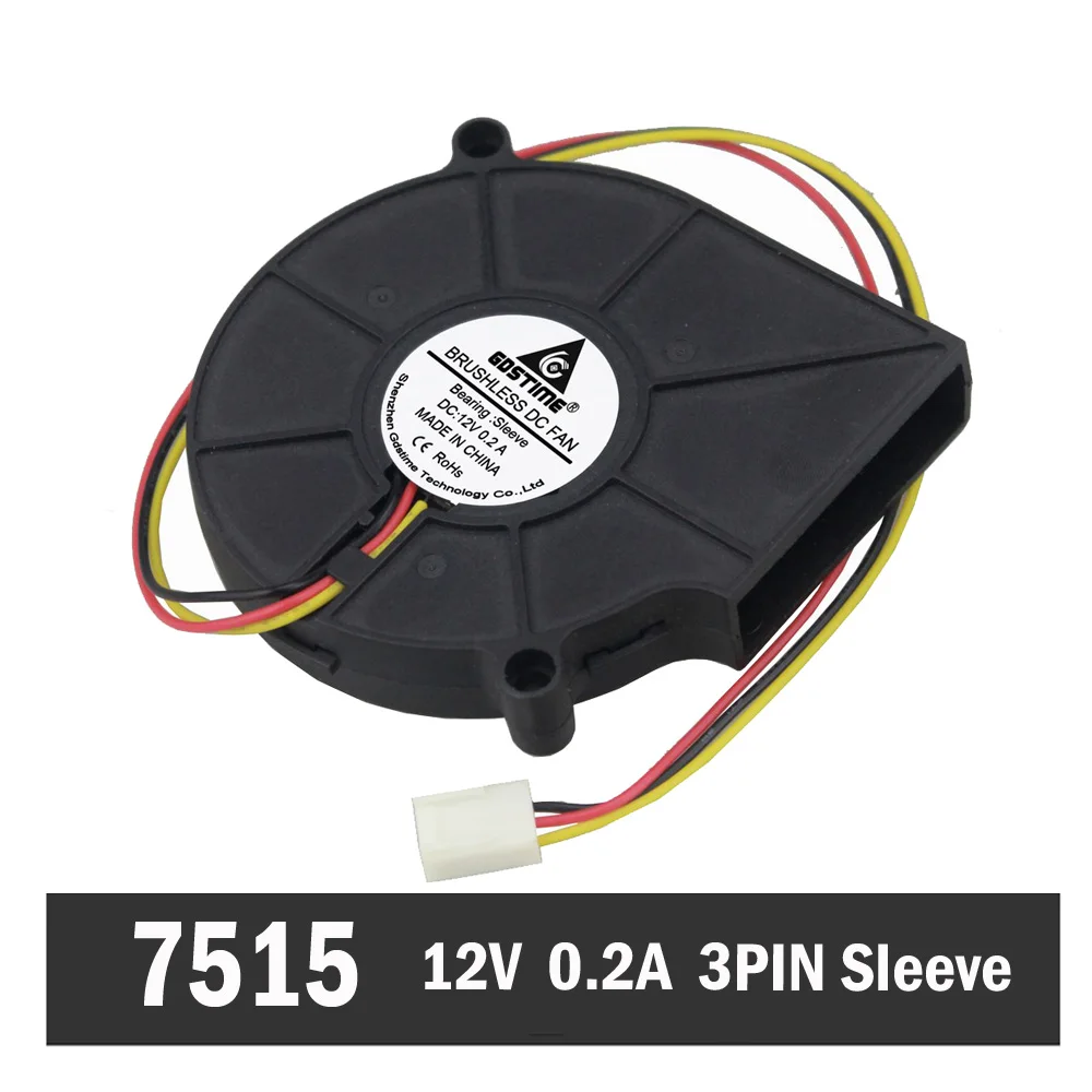 

5Pcs Gdstime DC 12V 3Pin 75mm 75x15mm 7515s Air Flow Cooling Computer Blower Fan