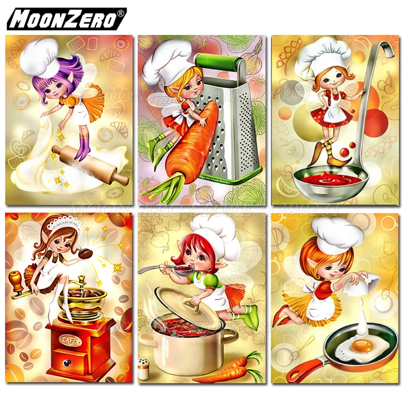 Алмазная живопись сделай сам шеф повар девушка полностью квадратная/круглая