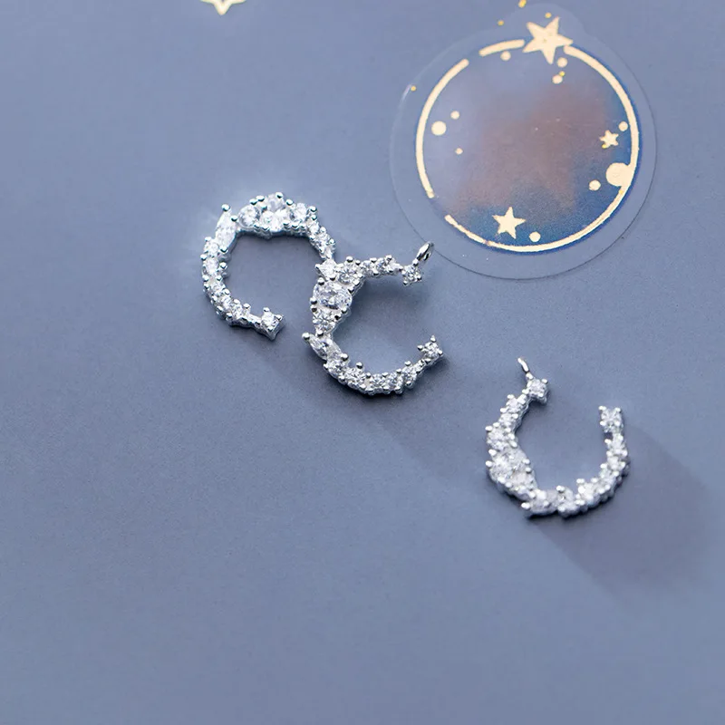 Серебро 925 пробы Необычные AAA циркон украшения в виде Луны 11 мм S925 серебро висячая