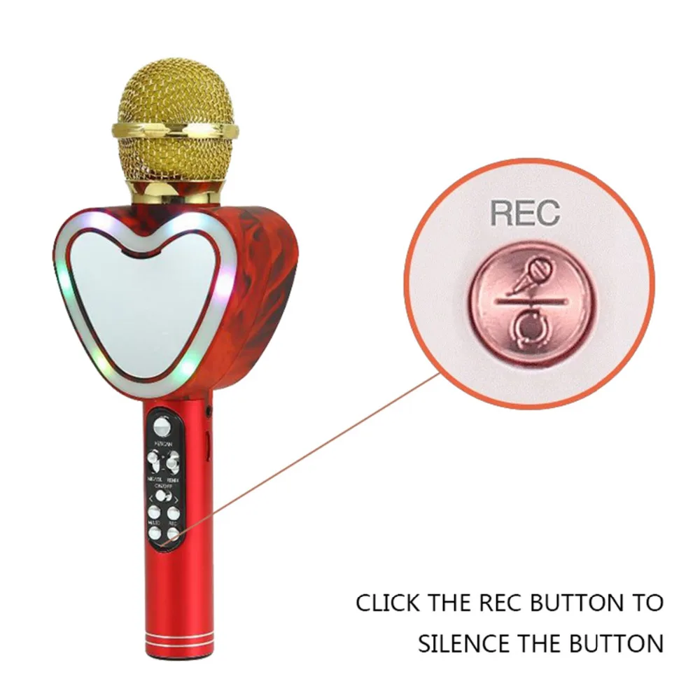 Портативный Q5 беспроводной Bluetooth домашний караоке микрофон со светодиодной