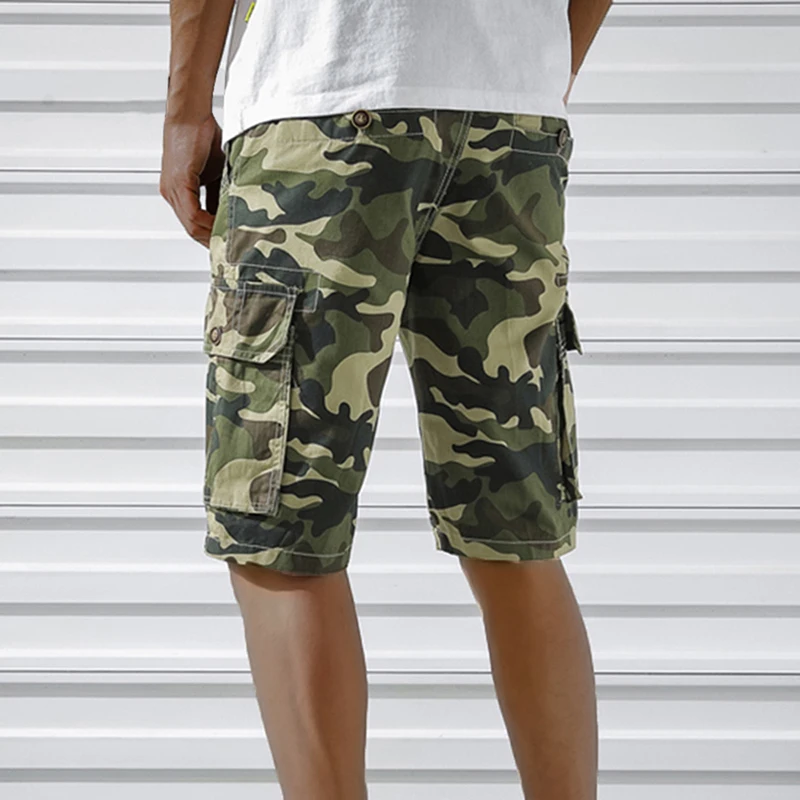 Adisputent Men Camouflage Cargo Shorts Cotton Mulit Pockets Loose Casual Short Pants Summer Beach Board Camo Clothing | Мужская одежда