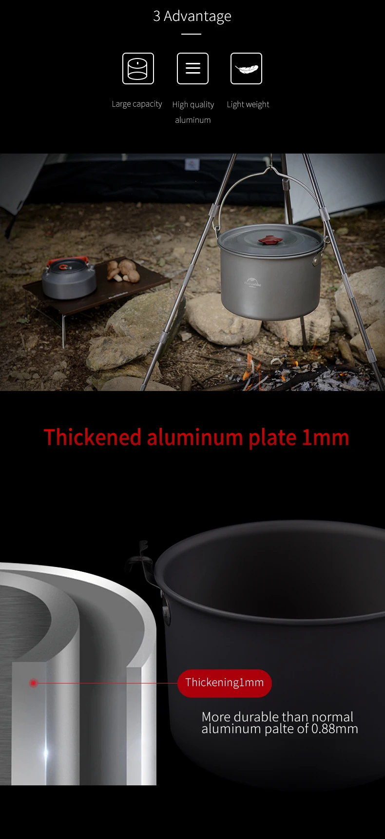NatureHike NH17D021-G открытый складной набор для приготовления пищи Кемпинг кухонная посуда горшок Сковорода Чаша Горшок для альпинизма Пешие прогулки Пикник