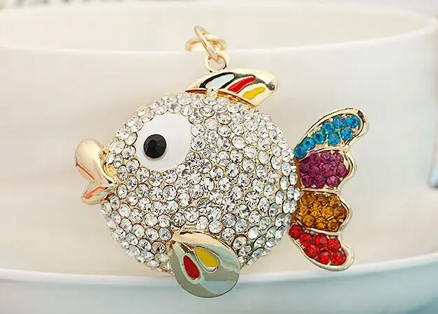 Rhinestone tropical fish/peixe keychain/korean luxury jewelry bag charms/chaveiro carro/llaveros women/porte clef strass/trinket | Украшения