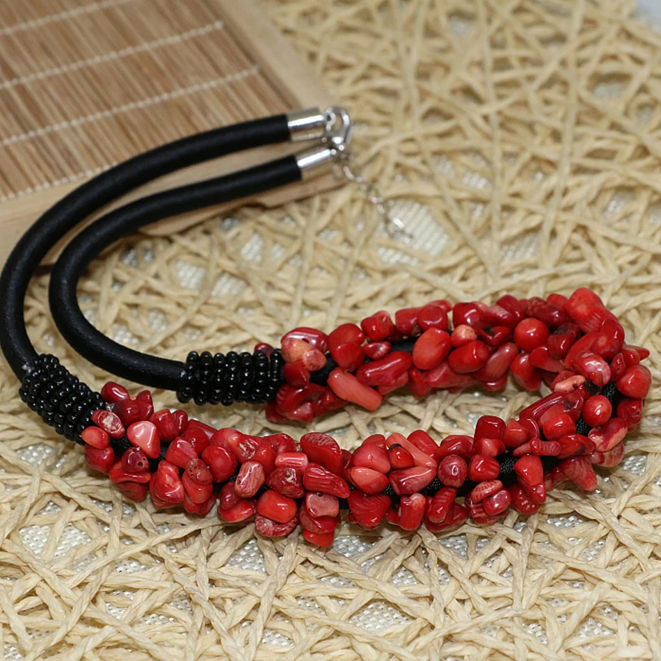 

Charming red coral 9x11mm Irregular gravel beads diy necklace&earing 18" B520