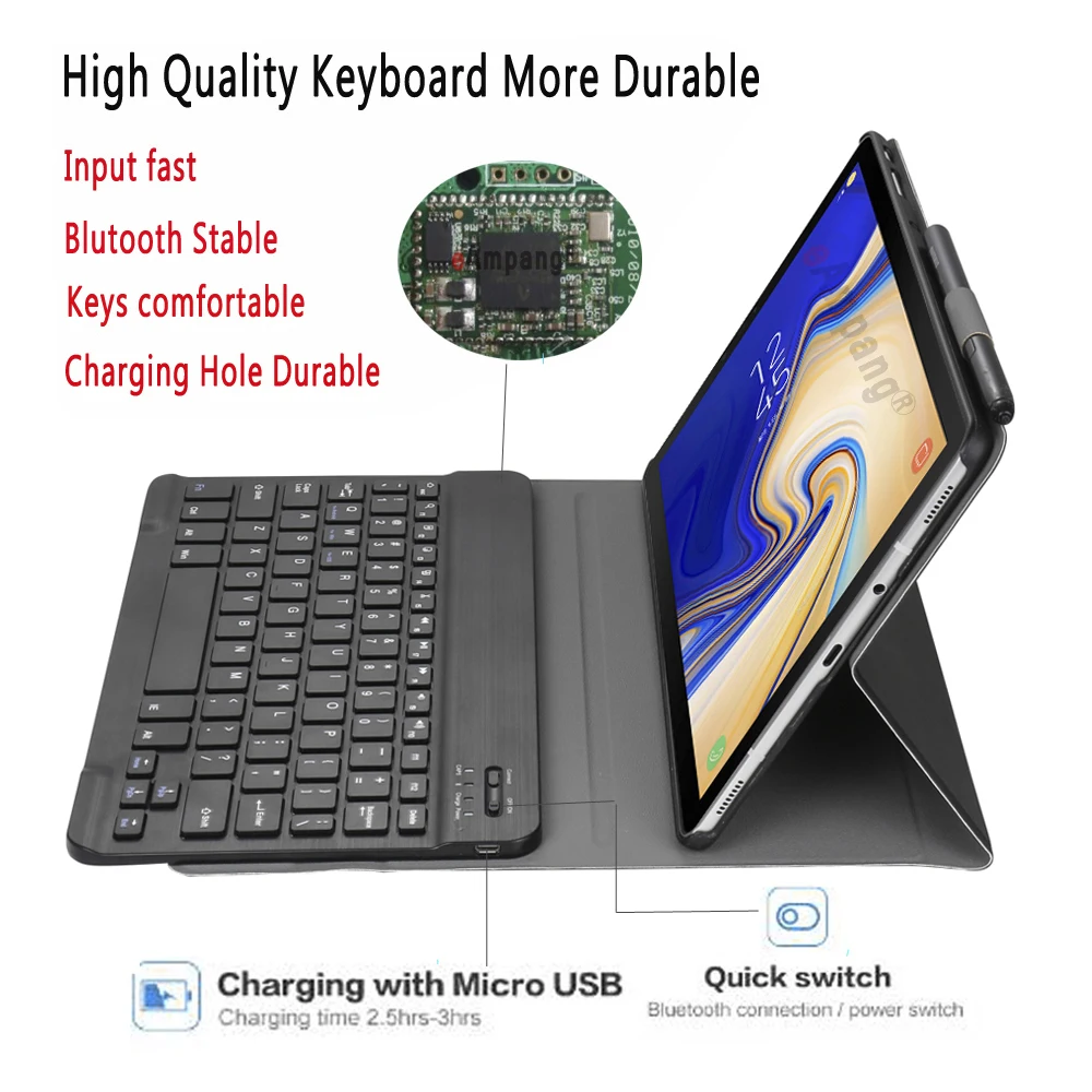 Bluetooth чехол для клавиатуры Samsung Galaxy Tab S4 10 5 SM T830 T835 + подарок|Чехлы планшетов и