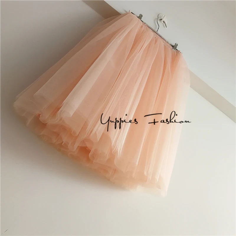 Распродажа! 7 слоев миди Тюлевая юбка Высокая Талия Юбки для женщин Женская мода